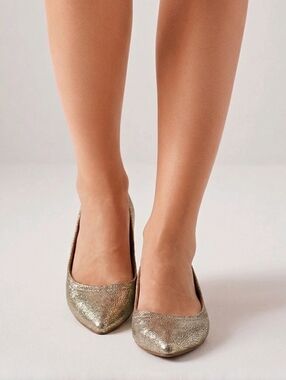 Calvin Klein Jeans Distressed Metallic Gold Flats